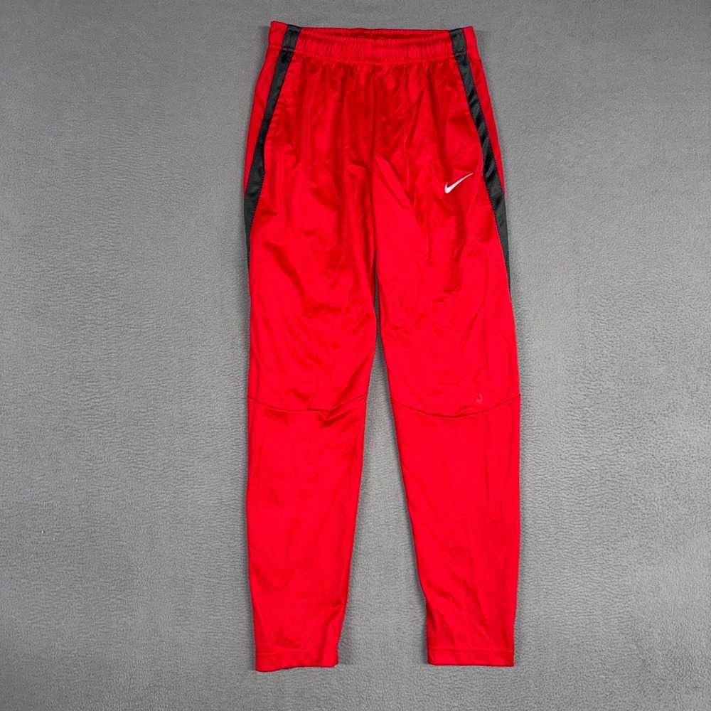 Nike Training Pants Mens Small Red Athletic Side Stripe Tapered Epic Knit Sports